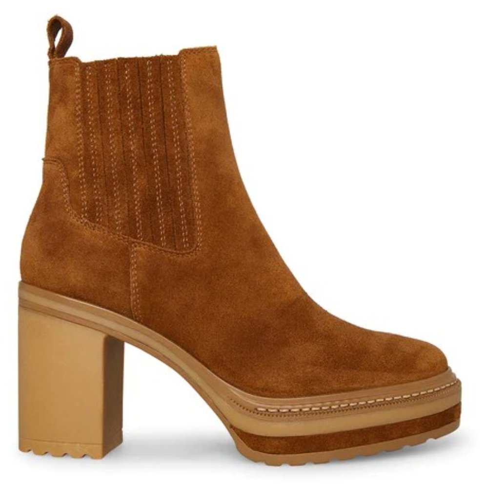 STEVE MADDEN LENNY CHESTNUT SUEDE BOOTIES